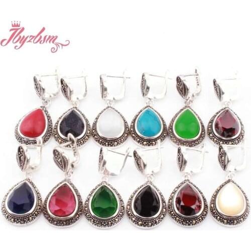 10x14mm Drop Sandstone Shell Stone Beads Jewelry Earring For Woman Valentines Day Mothers Day Gift Dangle Huggie Earring 1Pair