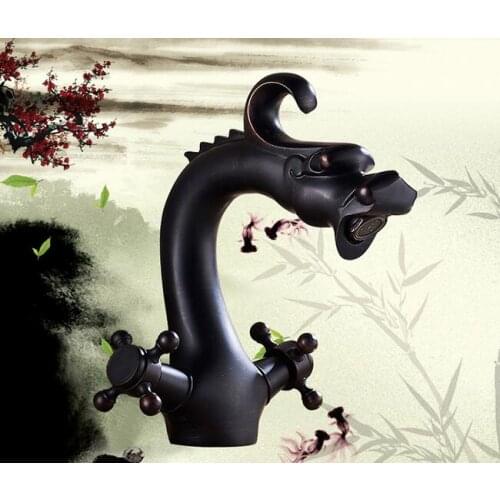 Vidric Creative Design Dragon Shape faucets bathroom dual handle basin taps mixer bath washbasin faucet high quality