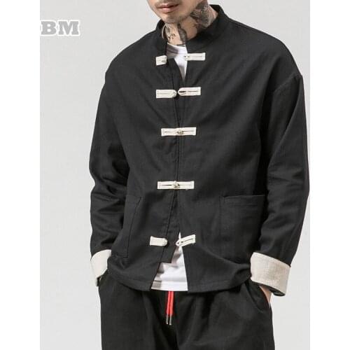 Chinese Traditional Dress Plus Size Wu Tang Hanfu Men Tai Chi Casual Jacket Harajuku Long Sleeve Coats Oversize Tang Suit Top