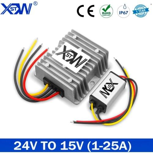 XWST DC DC Converter Step Down Buck Converter 24V to 15V 1A 3A 4A 10A 20A 25A Voltage Reducer Waterproof Converter for Car LED