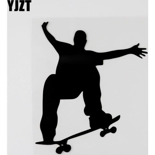 YJZT 13.4CMX15.9CM Waterproof Skateboarder Game Vinyl Car Sticker Black/Silver 8A-0666