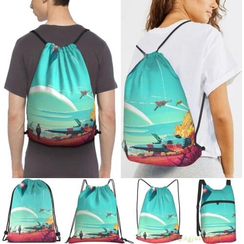 No Mans Sky - Horizon Women Drawstring Sackpack Gym Bags Men Outdoor Travel Backpacks For Training Fitness Swimming Bag