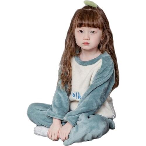 Boys Girls Winter Pajamas Set Kids Sleepwear 2021 New Cute Thicken Flannel Toddler Child Warm 2-10Y Children Baby Homewear Suit