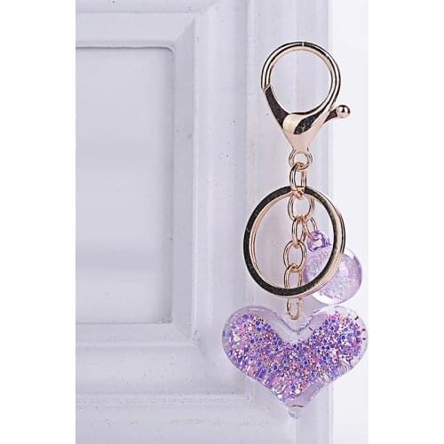 10pcs/lot Transparent Heart-shaped Cute Love Sequins Keychains New Fashion Stereo Creative Mobile Phone Bag Car Pendant Keychain
