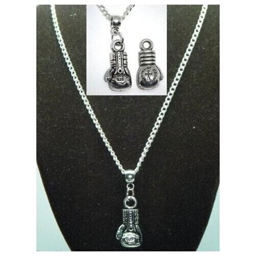 10 Pcs Fashion Jewelry Boxing Gloves Charms Pendant & Necklace Sweater Chain Fast shipping D451