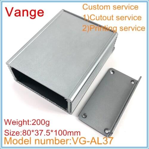 2pcs/lot iron grey wall-mounted project box 80*37.5*100mm 6063-T5 Aluminum housing enclosure diy for signal repeater product