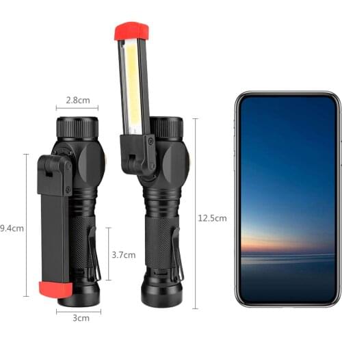 7 Modes Work LED Light Rechargeable Flashlight COB Magnetic Lamp Torch
