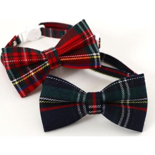 Pet Accessories Small Dog Cat Bow Tie Christmas Plaid Puppy Kitten Cat Bowknot Bowtie Collar Adjustable Breakaway Cat Collar
