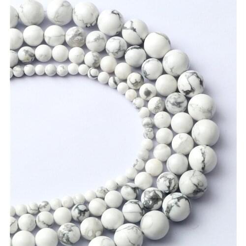 White Howlite Turquoises Round Loose Beads 4m/6mm/8mm/10mm Natural Stone Bead Accessories For Jewelry Making DIY Charm Bracelet