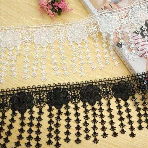 Free Shipping Exquisite Water-soulble Embroidered Lace Trimming Decoration for Clothes DIY Headwear Lace Tassel 9cm 5Yds/lot