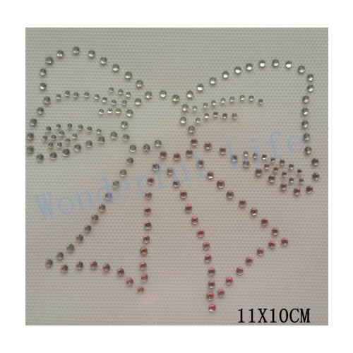 Free shipping very nice bow ribbon for kids hotfix Rhinestone Iron On Heat Transfer
