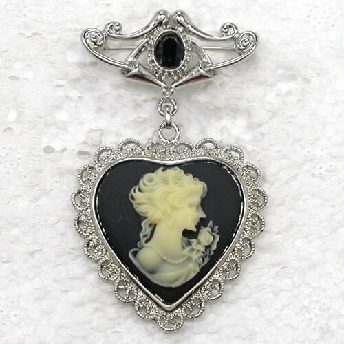 Rhinestone brooch Heart Portrait Cameo Pin brooches Wedding party prom jewelry C766 H