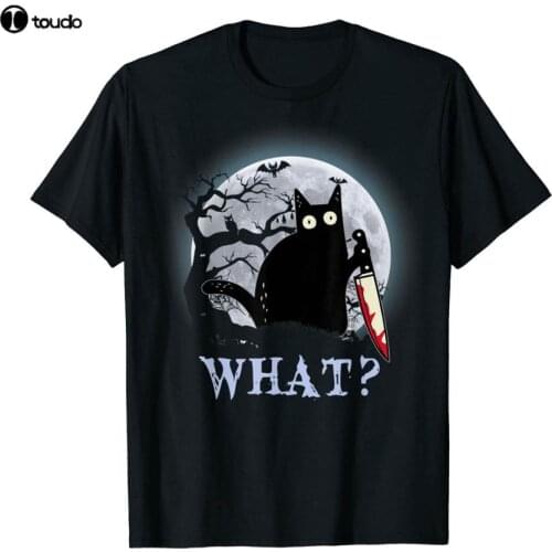 Cat What? Murderous Black Cat With Knife Halloween Costume T-Shirt