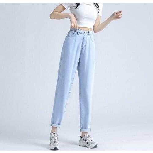 Jeans Harem Pants Summer Thin Soft High Quality Stretched Fabric Fashion Straight Elastic Waist Tencel Jeans Plus Size 3XL