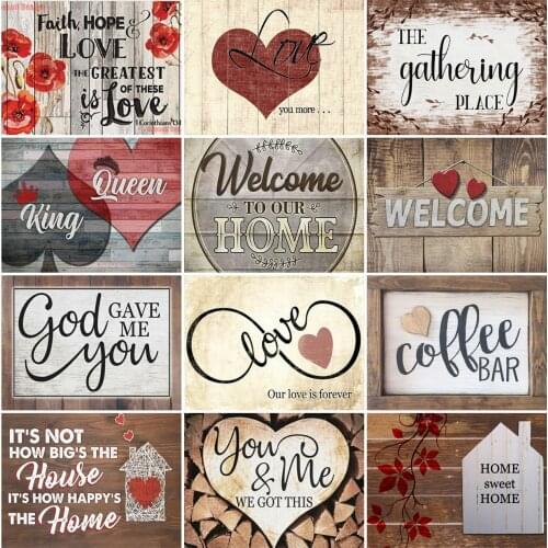EverShine Diamond Painting Text Mosaic Art Kits Diamond Embroidery Landscape Cross Stitch Heart Picture Rhinestones Home Decor