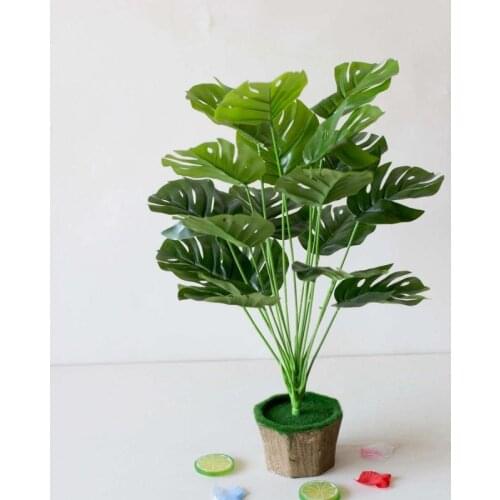 Artificial Green Plants 1Bouquet Palm Monstera Fake Leaves Salon Home Wedding Living Room Garden Balcony Table Decoration