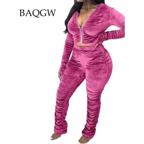 Women Pleated Long Pants Suits Full Sleeve Zipper Hooded Sports Casual 2 Piece Set Jogger Tracksuit Matching Set Large Size 3XL