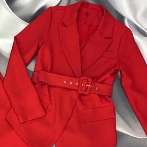 Qualities Spring Fashion Slim Fit Women Suits Set 2 piece Long Sleeve Lapel Sashes Blazer Ankle Length Suits Pants Office Ladies