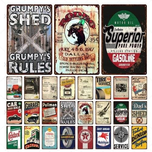 Metal Plate Tin Sign Vintage Tire Service Gas Oil Motor Oil Garage Wall Decorative Plaques Gas Oil Station Tin Poster Man Cave