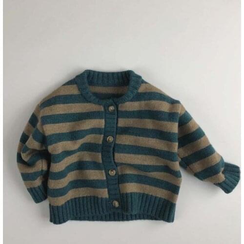 Autumn New Children Sweater Korean Infant Knitwear Stripes Baby Boys Girls Cardigan Sweaters Coat