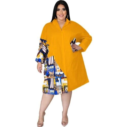 4XL 5XL Plus Size Long Sleeve New Fashion African Dresses Women Summer Autumn Style Print Shirt Blouse Midi Dress Big Size 3XL