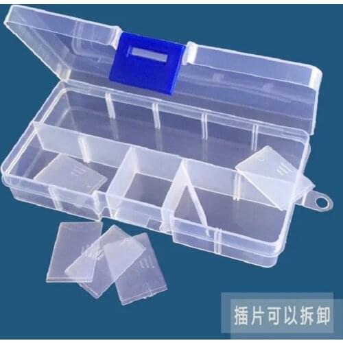 Adjustable 10 Grids Transparent Plastic Storage Box for Small Component Jewelry Tool Box Bead Pills Organizer Nail Art Tip Case