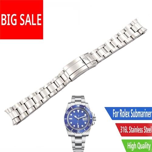 CARLYWET 20 21mm TOP Quality Middle Polished 316L Solid Stainless Steel Watch Band Belt Strap Bracelets For Rolex Submariner
