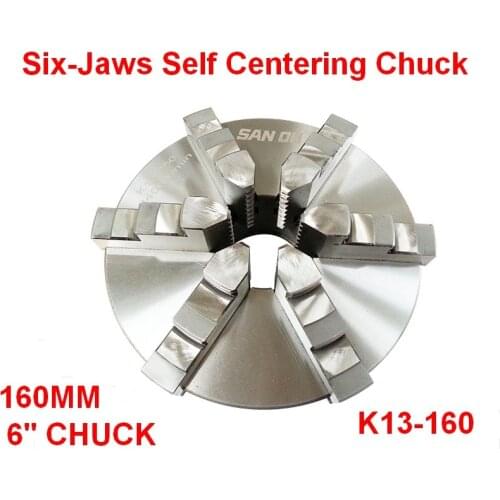 SANOU K13-160 6 Jaw 160mm 6 inch Lathe Chuck Self Centering Hardened Reversible Mounting Tool for Drilling Milling woodworking