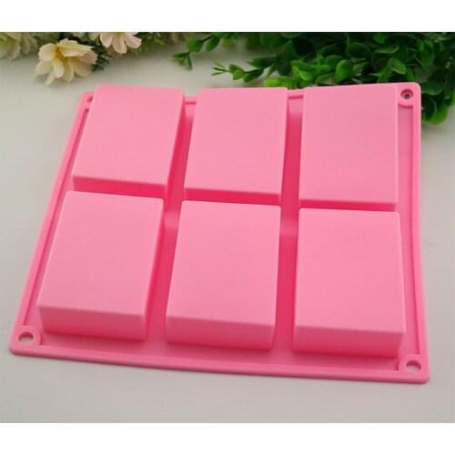 Silicone Soap Mould 6 Cavity Rectangle Bake Tray Portable For Homemade Diy Mold He