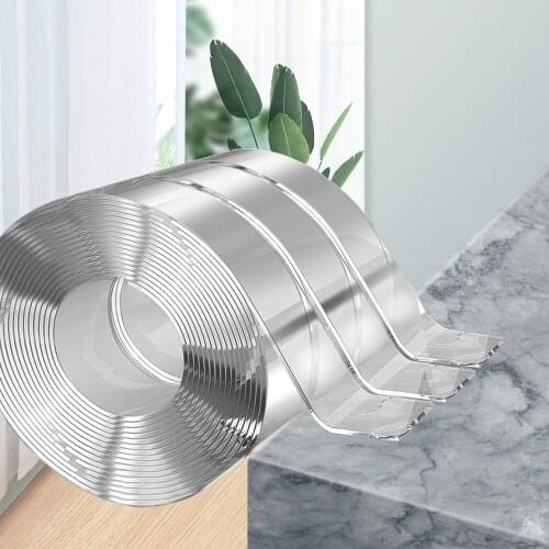 3M/5M Super Strong Tape Magnetic Nano Double Sided Waterproof Tape No Trace Free Nail Reusable Adhesive Transparent Sticker Home