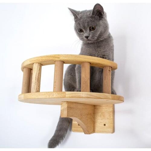 Stable Wooden Cat Wall Steps Wall Hanging Kitten Toy Cat Climbing Frame With Guardrail Pet Supplies