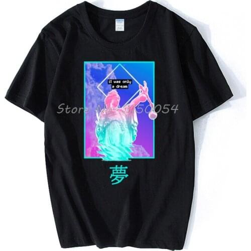 Vaporwave T-Shirt Statue Aesthetic Unisex Graphic Tshirt Anime Men Cotton O-neck T Shirt Hip Hop Tees Tops Harajuku