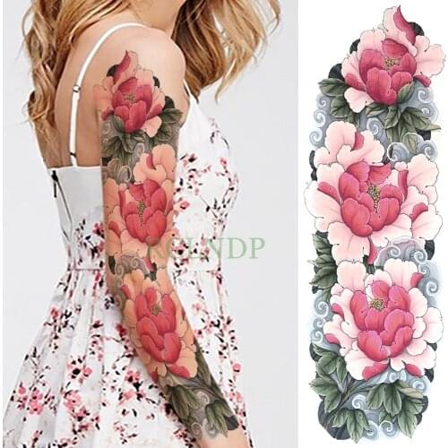 Waterproof Temporary Tattoo Sticker Rose Flower full arm fake tatto Large size lady body art flash tatoo sleeve for girl women