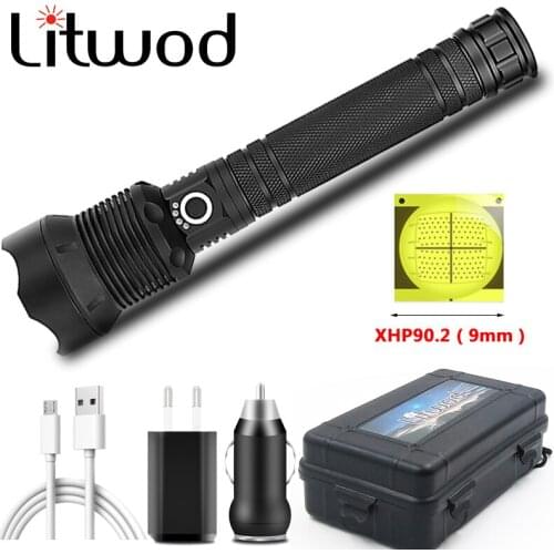 Xhp90.2 High Quality Tactical Led Flashlight Usb Rechargeable 18650 or 26650 Battery Torch Waterproof Lantern Zoomable Aluminum