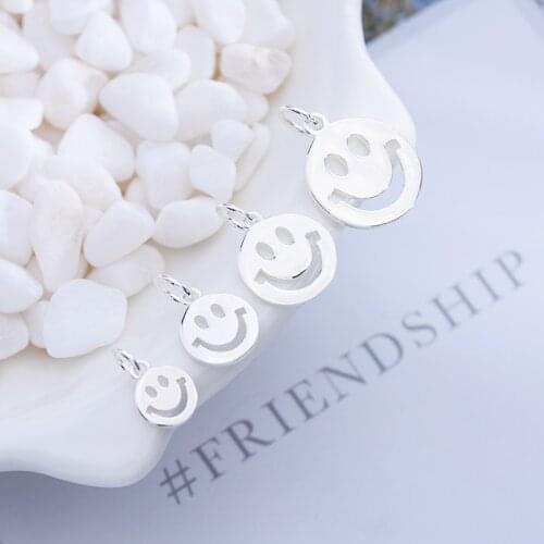 925 sterling silver jewelry accessories, Korean version smiling face pendant, handmade DIY beading material bracelet