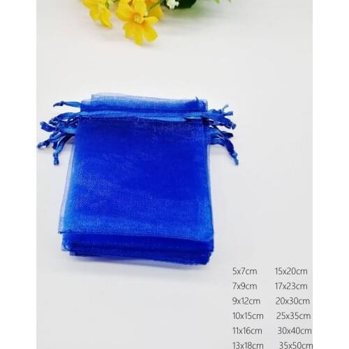 Royal Blue Organza Bag Drawstring Pouch Bag Jewelry Box Gift For Earring/Necklace/Ring/Jewelry Display Packaging Bags Organizer