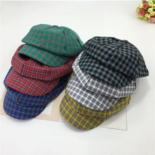 Women Hat Classic Fashion Accessories Baker Boy Hat Vintage Plaid Newsboy Cap Vintage Cotton Winter Plaid Baker Boy Hat