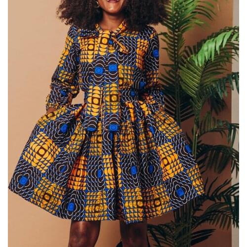 Print Vintage Dress For Women V Neck Long Sleeve High Waist Pleated Slim Hit Color Mini Dresses Female 2021 New Clothing E644