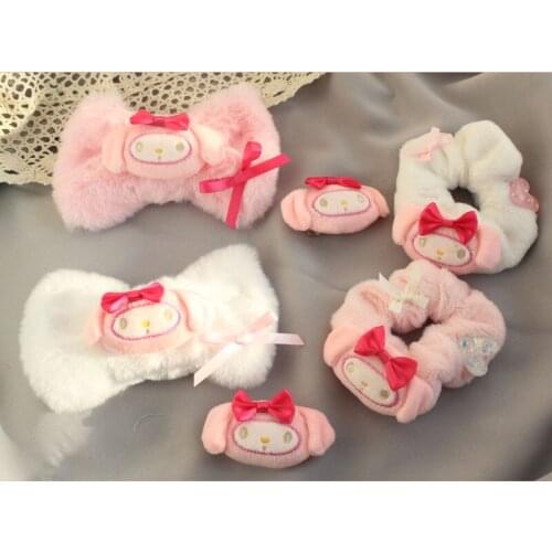 Winter Japanese Anime Melody Plush Hair Ring Soft Cute Large Intestine Ring Lolita Hair Accessories Kawaii Headdress Mori Girl