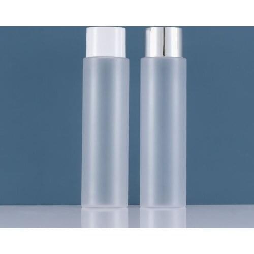 150ml frosted plastic PET BOTTLE white silver screw lid emulsion lotion toner toilet flower water essence liquid packing