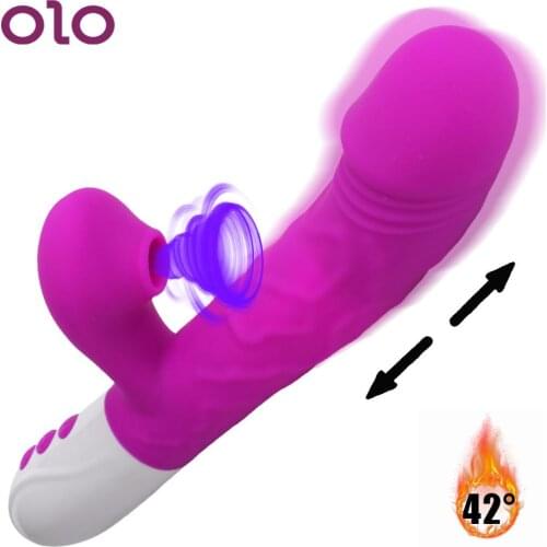 3 In 1 Vagina G Spot Stimulate Vibrators Telescopic Rotating Dildo 7 Modes Vibration Clitoris Sucking Rabbit Vibrator Heating