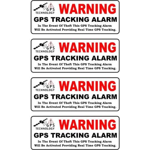 4 X Car Sticker WARNING GPS TRACKING ALARM Reflective Personality Decal Waterproof Automobile Accessories,10cm*3cm