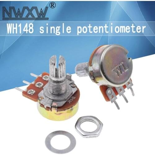 5pcs/lot WH-148 B1K 1k single 3-pin volume adjustment potentiometer B102 shaft length 15mm with nut and washer
