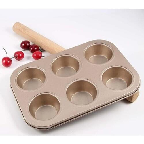 6 Cups DIY Cupcake Baking Tray Tools Non-stick Steel Mold Egg Tart Baking Tray Dish Muffin Cake Mould Round Biscuit