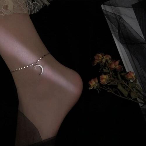 Moon Pendant Anklets Bracelet Simple Charm Zircon Ankle Chain For Women&Girl Jewelry Valentines Day Gifts