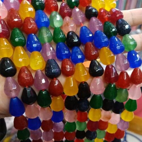 About 10x14mm Faceted Natural Colorful Agates Stone Beads For Jewelry Making Water Drop Loose Spacer Mix Color Agates Beads DIY