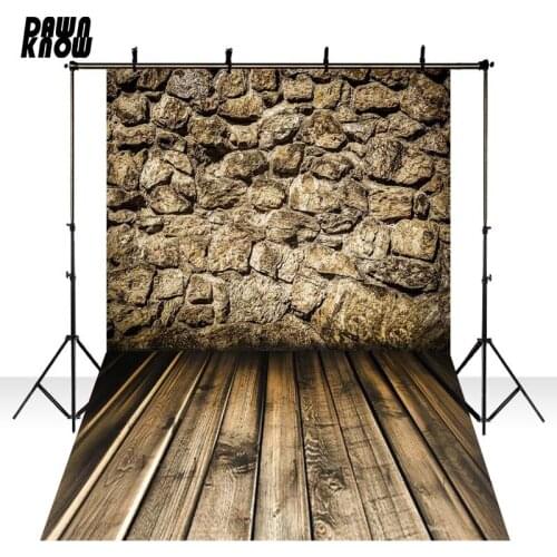 DAWNKNOW Stone Wall Photography Background Backdrop Photocall Wood Floor Wedding Children Photo Shoot Studio Props GY249