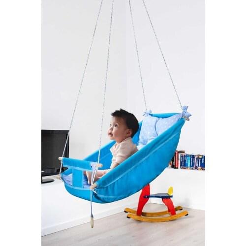 Baby Sleep Swing Child Wooden Hammock Cradle Swing Minderli Bedding Set Blue Garden Home Picnic Swing Hammock Multifunctional