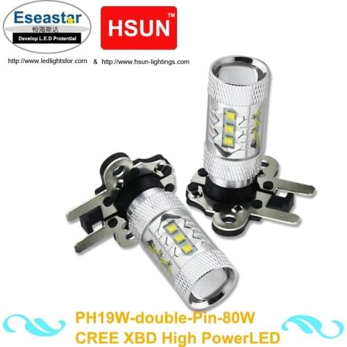 Eseastar 2pcs cr/EE PH19W Round Pin 80W XB-D High Power LED For LCI E92 E93 F32 Backup Lights Exterior light car led light