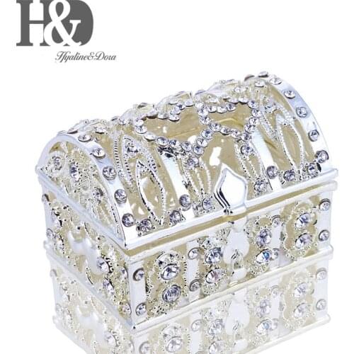 H&D 2inch Vintage Jewelry Box Small Trinket Storage Organizer Box Ring Case for Girls Women